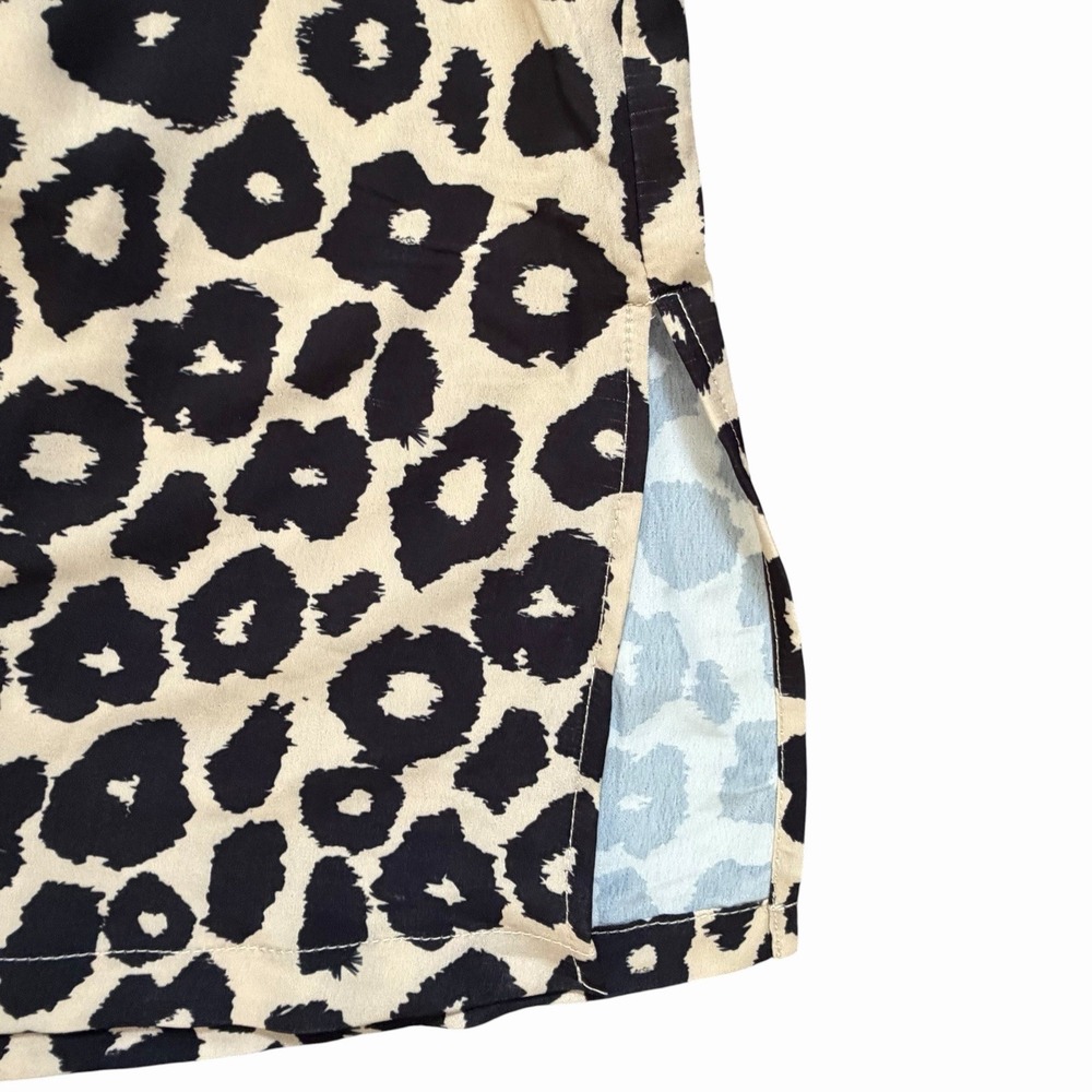 Gretchen Scott tan black leopard animal print safari button front top Medium - Picture 8 of 10